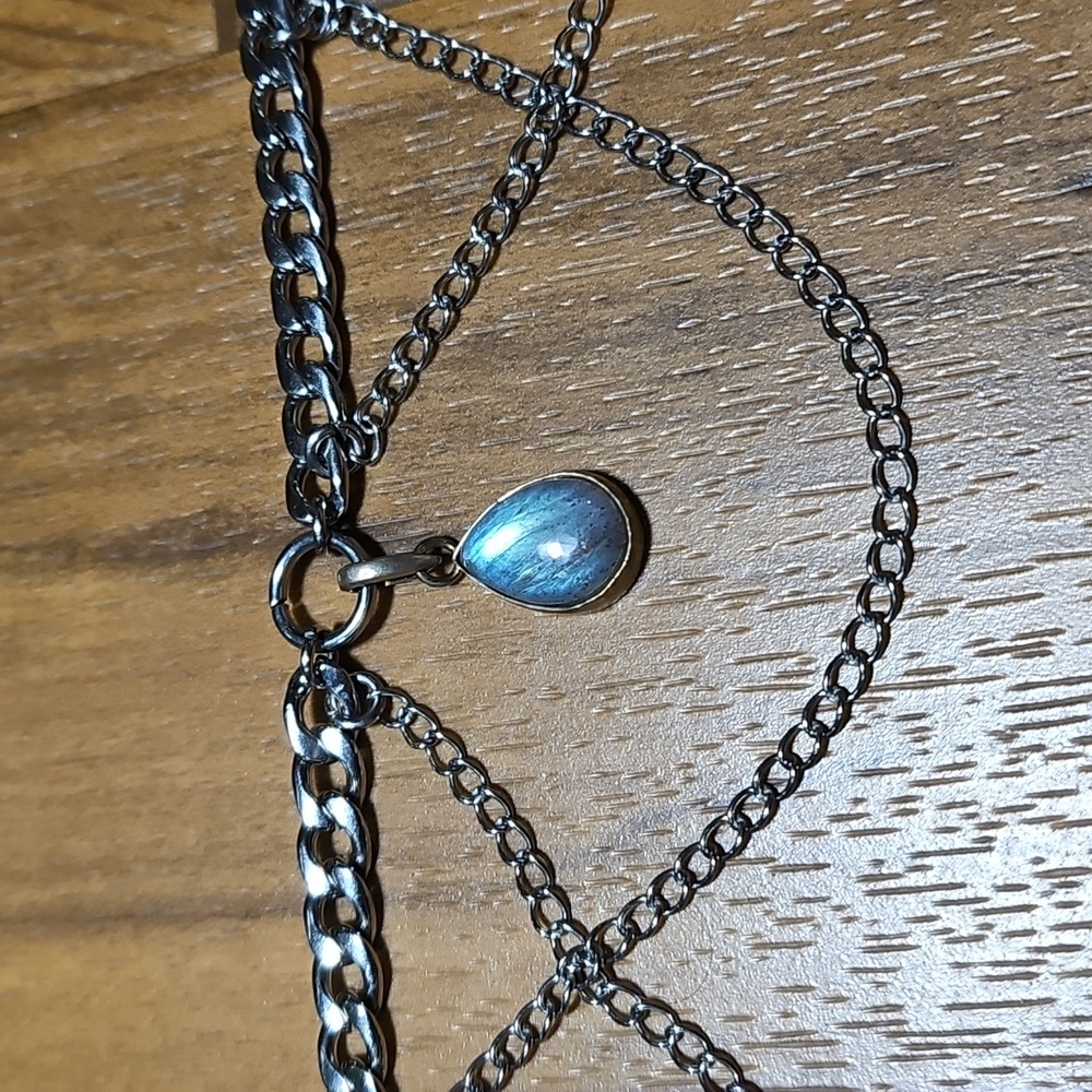 [See New Listing] Silver Chain Choker with Blue Pendant - Picture 3 of 6